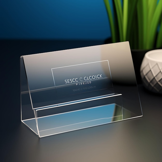 Scène van glas visitekaartje ontwerp met schoonheid transparante luxe dure creatieve stand mockup
