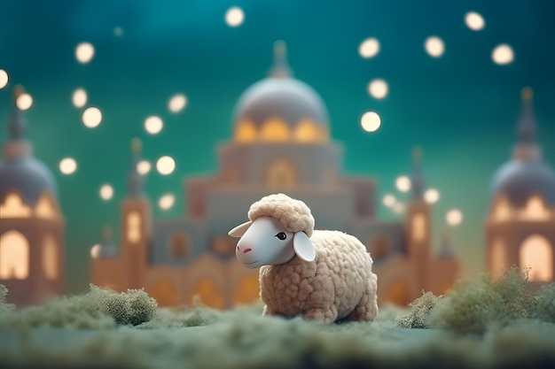 scène van schapen die op de grond zitten voor Eid al Adha