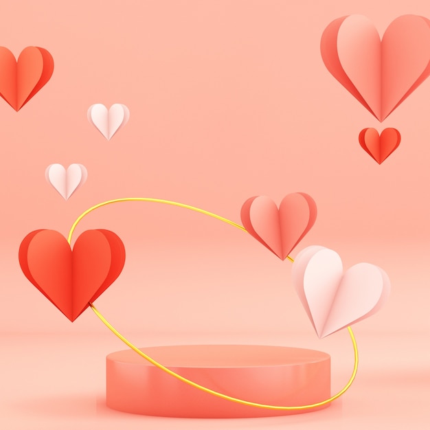 Scène van Valentijn dag met geometrie vorm podium achtergrond