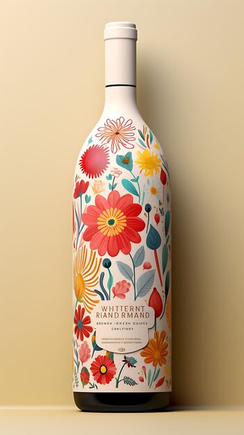 Scene of Whimsical Wine Label Packaging With a Playful and Pastel Col Poster Menu Flyer Design Art