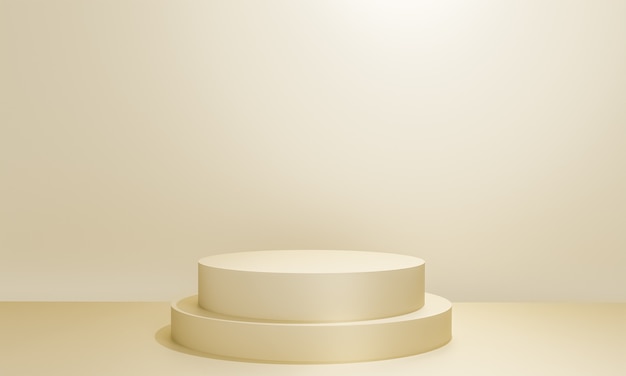 Scene with beige color podium for mock up presentation in minimalism style with copy space, 3d render abstract background design