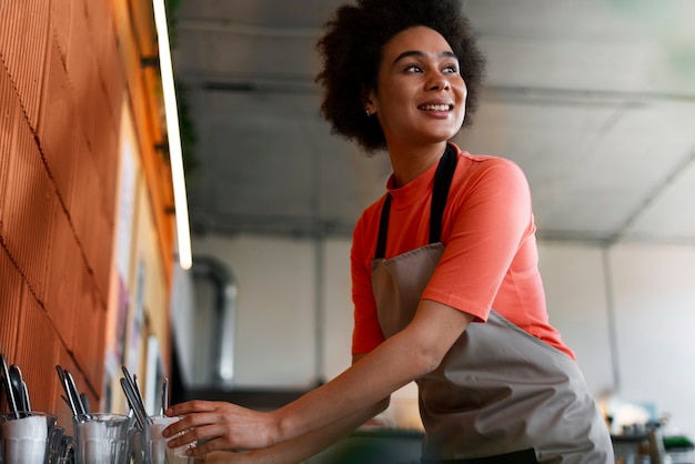 Scene with diverse people running their own business