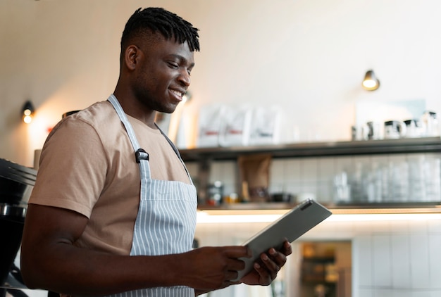 Photo scene with diverse people running their own business