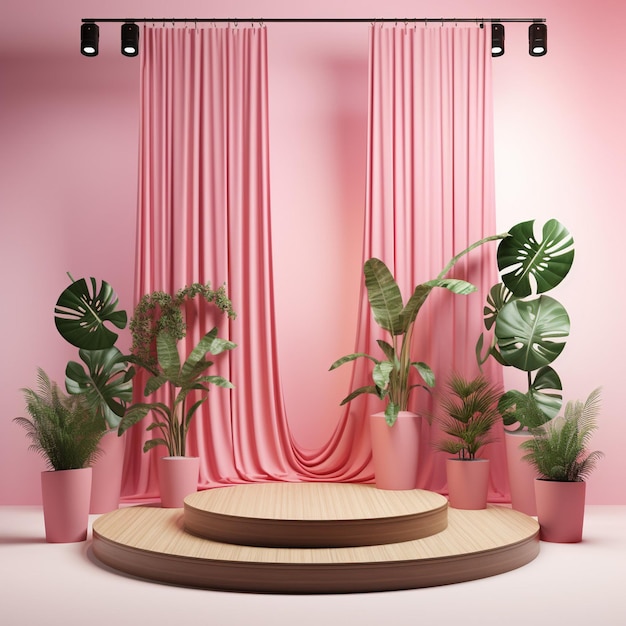 Scene with minimal pink podium