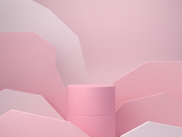 Фото Сцена с минимальным розовым подиумом