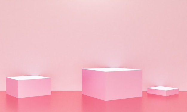 Scene with pink color podium for mock up presentation in minimalism style with copy space, 3d render abstract background design