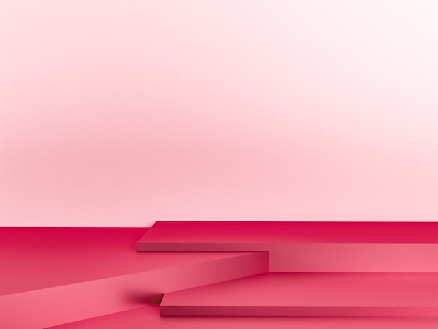 Scene with pink color podium for mock up presentation in minimalism style with copy space, 3d render abstract background design