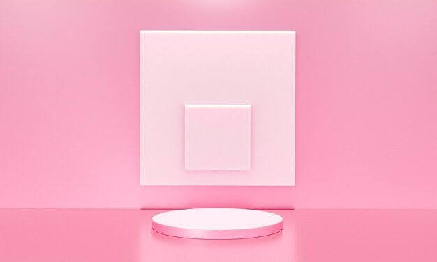 Scene with pink color podium for mock up presentation in minimalism style with copy space, 3d render abstract background design