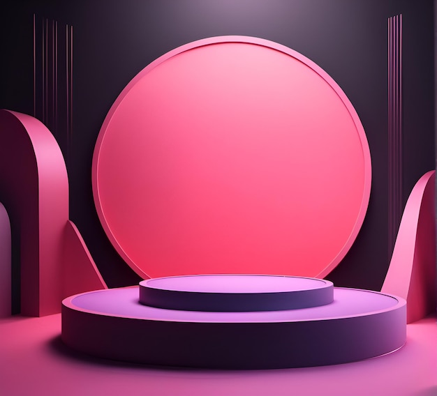 Scene with podium for mock up presentation in minimalism style with different abstract shapes