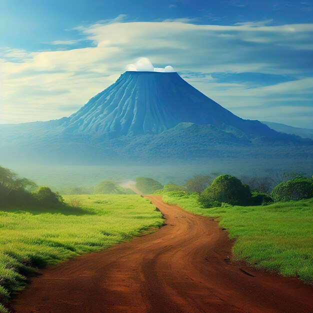 Photo scenery of calderon hondo volcano with dirt road