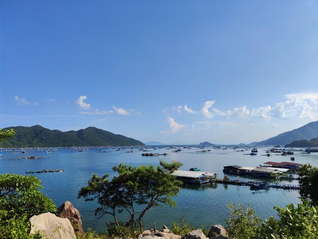 Scenery of floating fish village in Vietnam