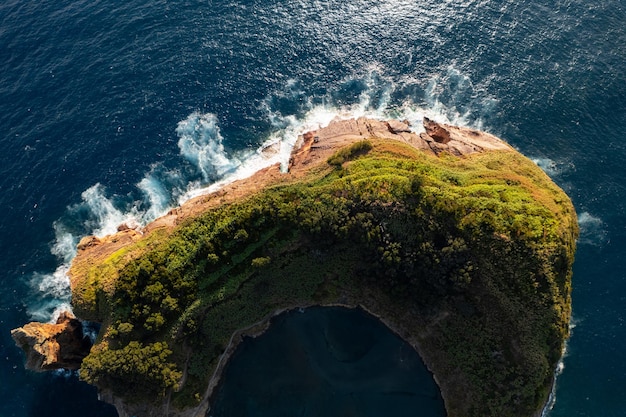 Scenery of green island in sea