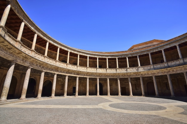 Scenery inside the Palace of Charles V in La Alhambra