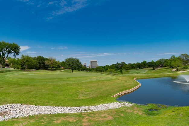 Scenery meadow and lake in outdoor park landscape of nature scenic landscape view of nature in park with green grass park with nature landscape