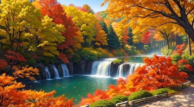 秋の公園の紅葉の風景