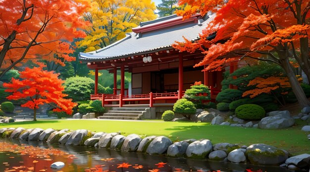 Scenery of red maple leaves in japan