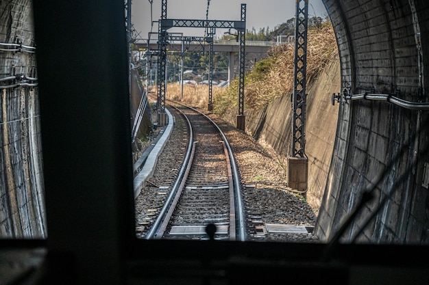 Scenery seen from the driver's seat of the train