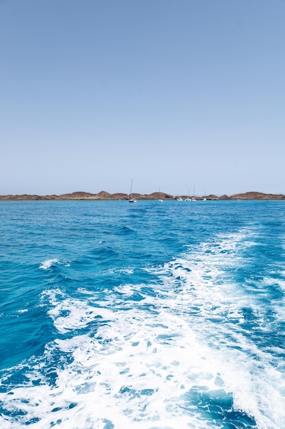 Scenery of ship trail in sea