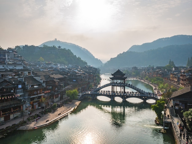 Scenery view in the morning of fenghuang old town