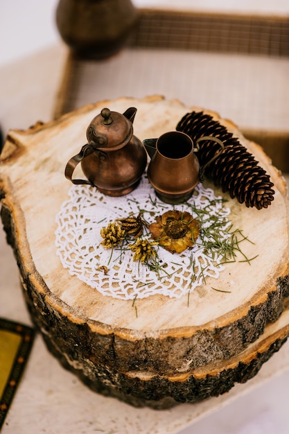 scenery with a copper kettle