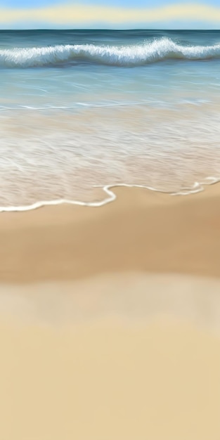 Пейзаж с мягкими волнами, обхватывающими песчаный берег