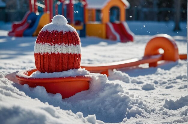 Scènes op speeltuinen in de sneeuw