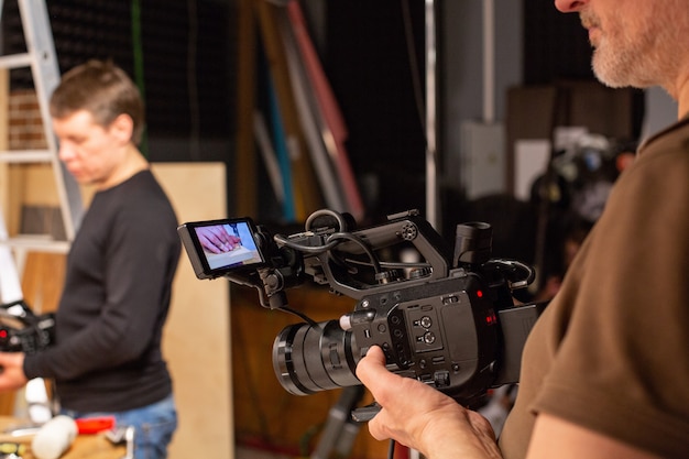 Behind the scenes of video production or video shooting