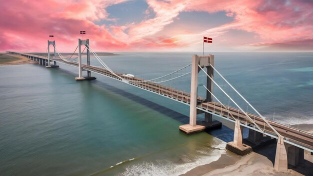 Photo scenic aerial view of the oresund bridge across the oresund strait between sweden and denmark