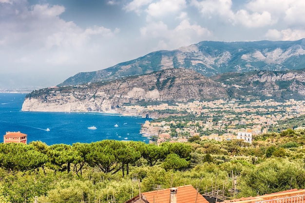 Scenic aerial view of Sorrento Italy during summertime