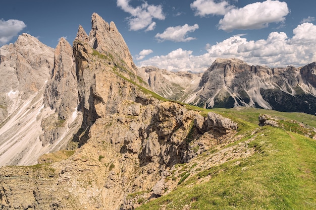 Scenic Alps with rocky and sandy mountain