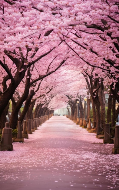 Photo scenic beauty of sakura