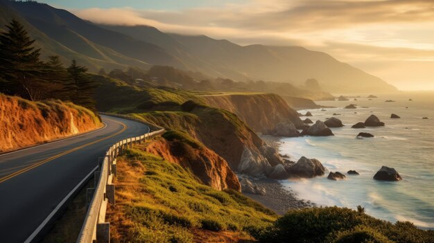 写真 美しい沿岸道路 海景 晴れた日