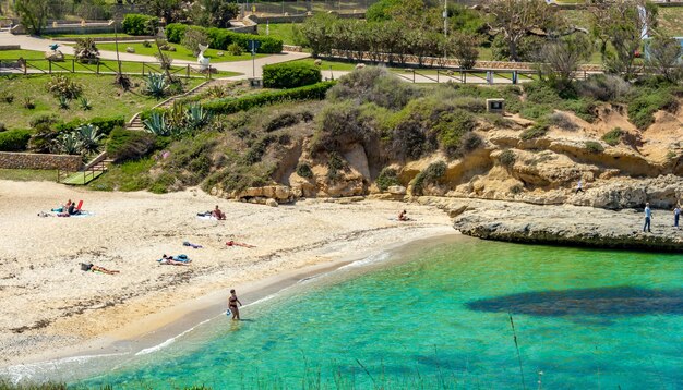 Scenic colorful view of spiaggia di balai balai beach at porto torres sardinia