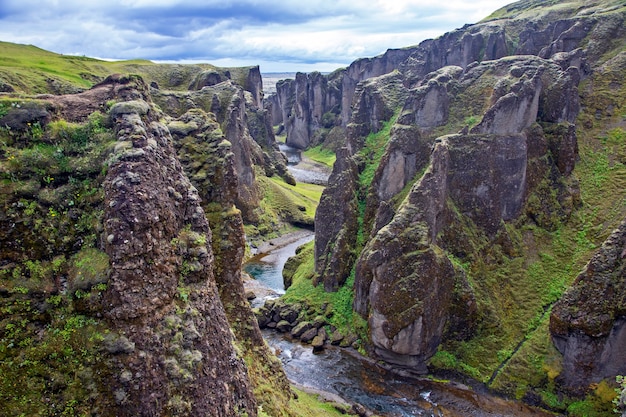 Scenic fjadrargljufur canyon in Iceland