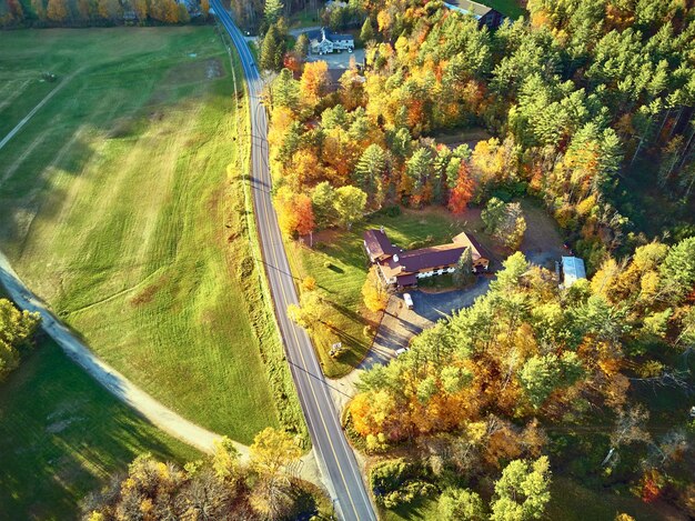 Foto strada panoramica in autunno nel new hampshire usa