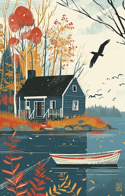 scenic lake house drawing