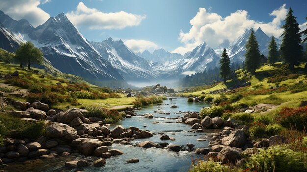 a scenic landscape that has mountains