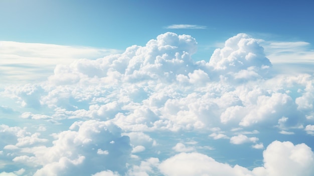 Scenic morning sky with expansive clouds viewed from airplane