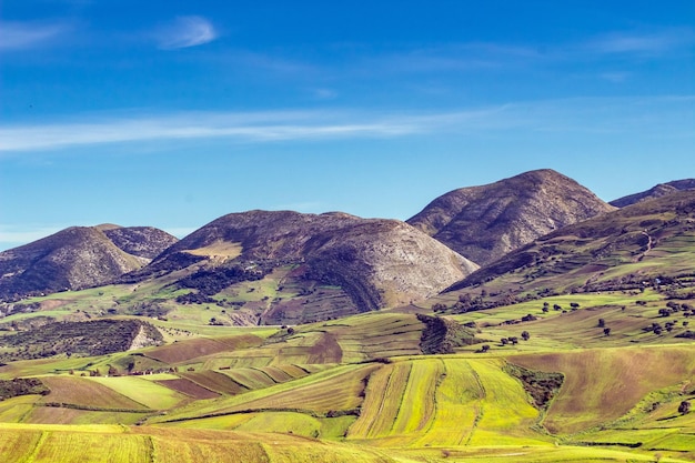 Scenic Mountain Field Landscape in Mateur Bizerte Tunisia