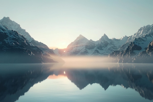 Photo scenic mountain lake at sunrise