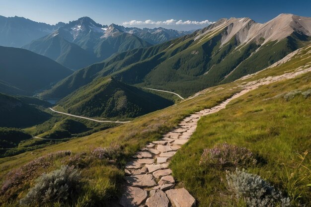 Photo scenic mountain path under open skies