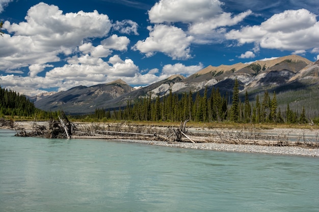 Photo scenic mountain views of the kootenay river, kootenay national park