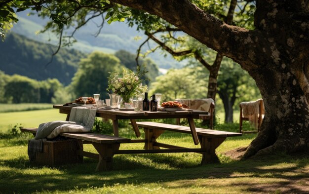 Scenic Park Picnic with Greenery Table Set