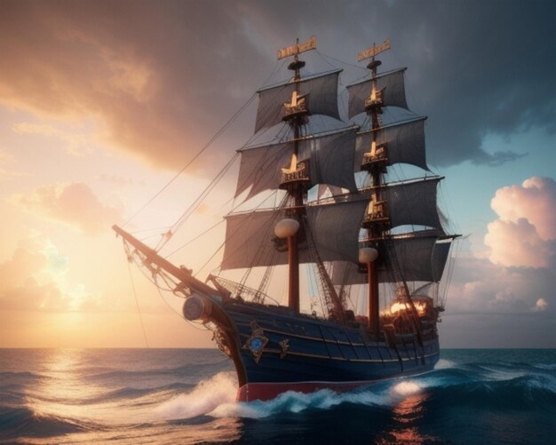 Scenic pirate ship on the beautiful seas
