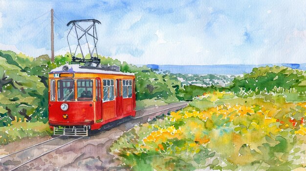 Scenic Railway Journey Watercolor