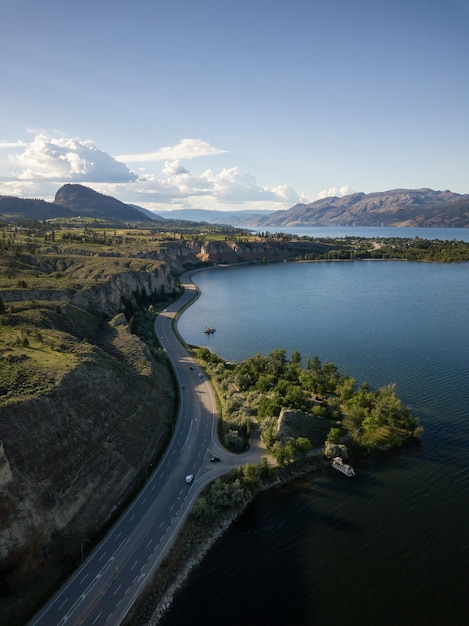 Scenic Road in Okanagan Aerial View