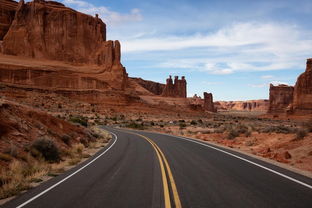 Scenic road in the red rock canyons