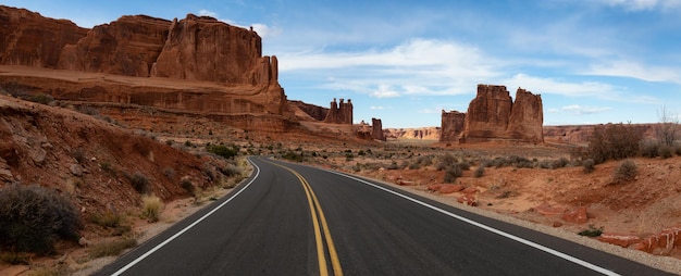 Scenic road in the red rock canyons