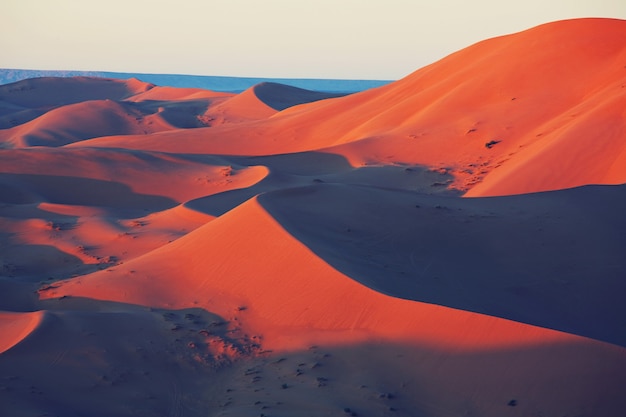 Живописные песчаные дюны в пустыне
