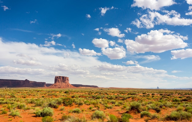 Scenic sandstones, cloudy sky at Monument Valley